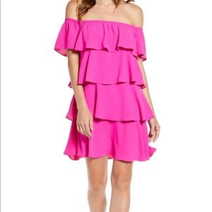 🆕 Gibson Hot Pink Off The Shoulder Dress